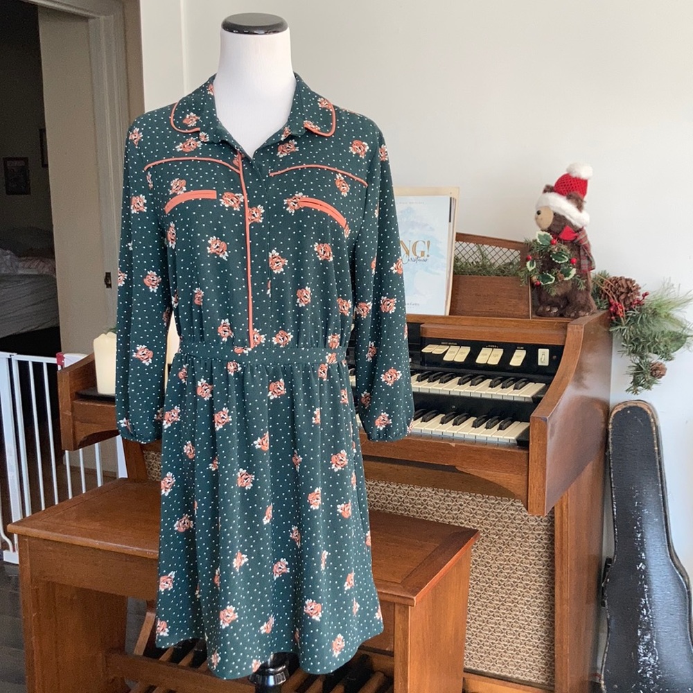 As U Wish Green Floral Mini Dress, Size M - Picture 1 of 11